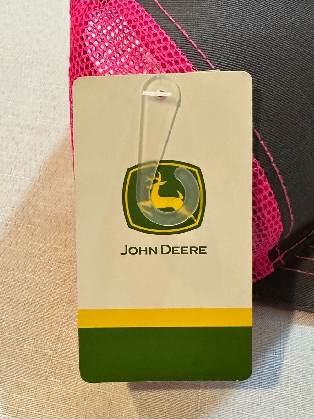John Deere Pink Gray Mesh Trucker Hat NWT Snapback
